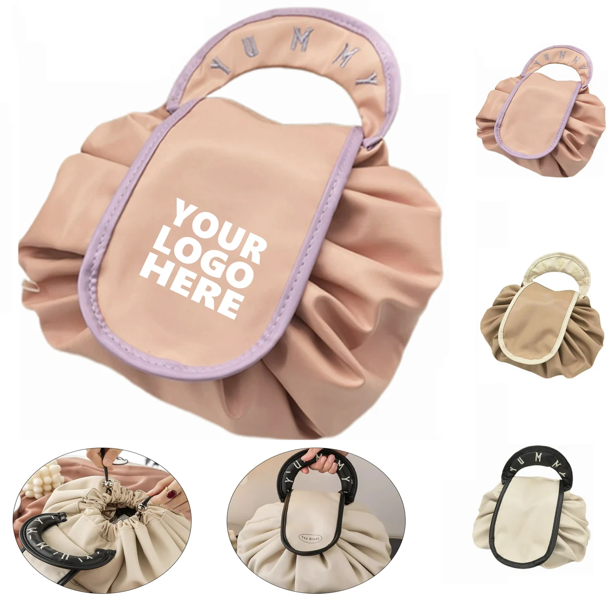 Travel PU Lazy Drawstring Cosmetic Bag 1