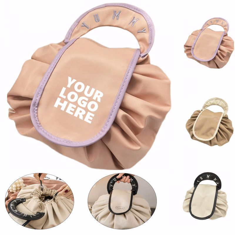 Travel PU Lazy Drawstring Cosmetic Bag