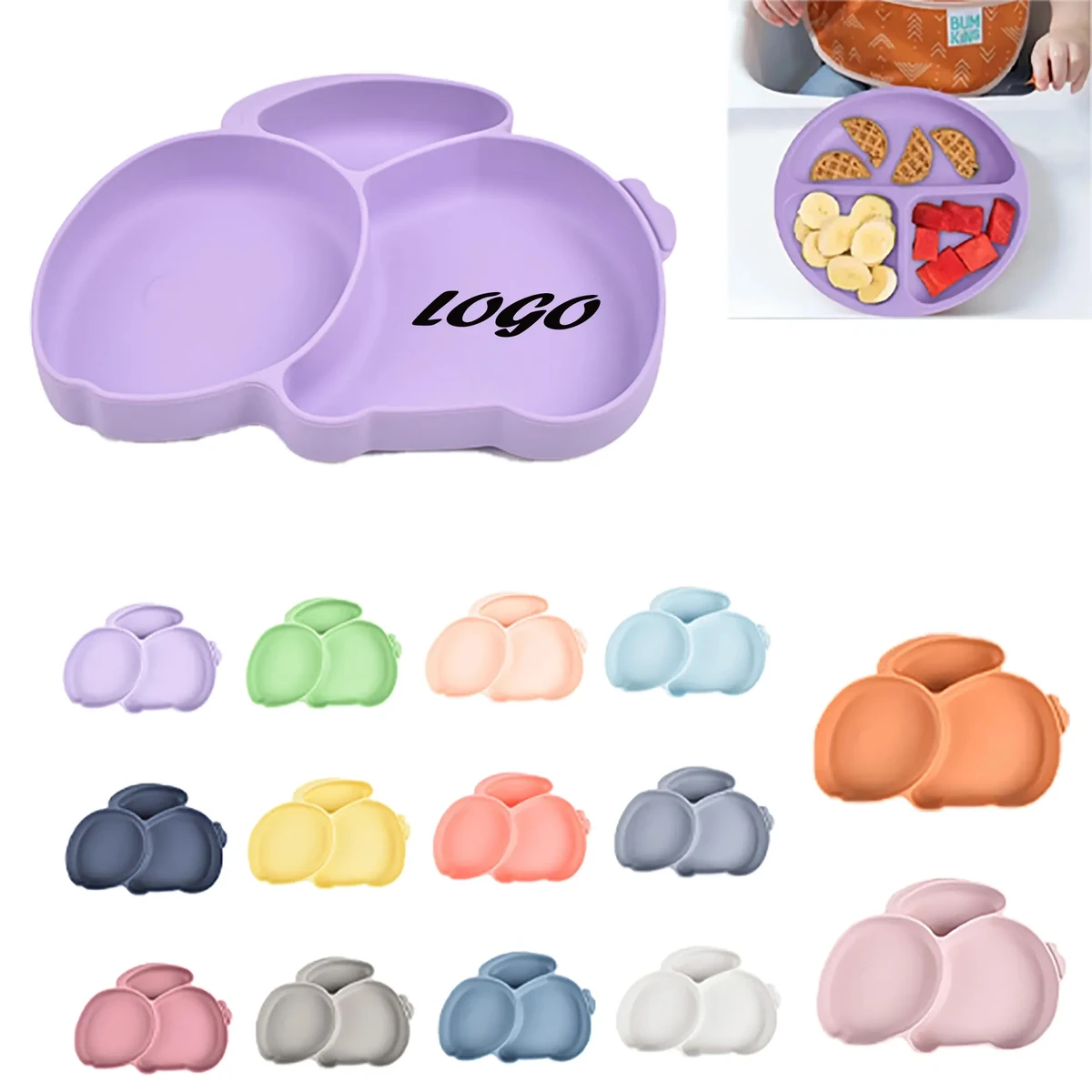 Strong Suction Silicone Divided Baby Plate 1