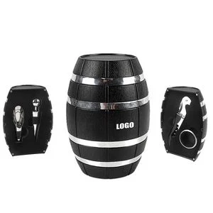 Elegant 4 In 1 Wine Opener With Silver Barrel Shaped Case 1