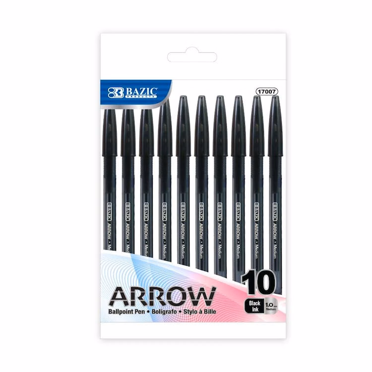 Ballpoint Stick Pens - Black Ink 10 per Pack