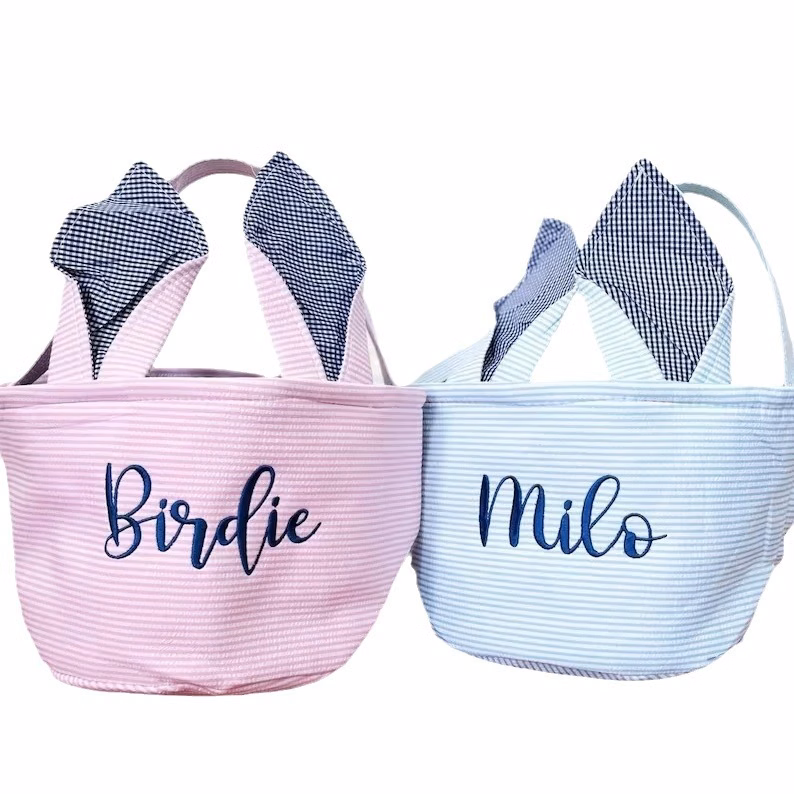 Easter Bunny Ear Embroidered Tote Bag for Kids