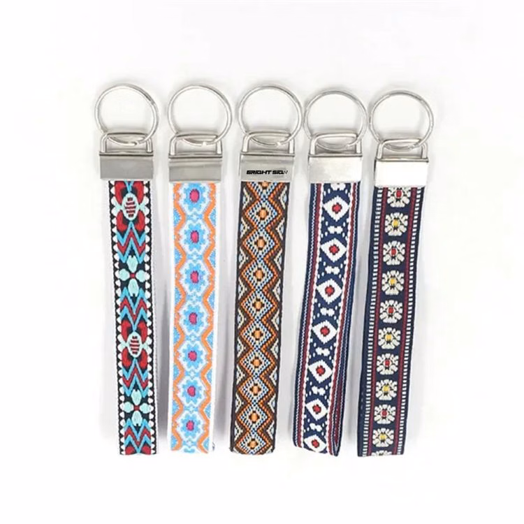 Embroidered Travel Key Tag with Ring