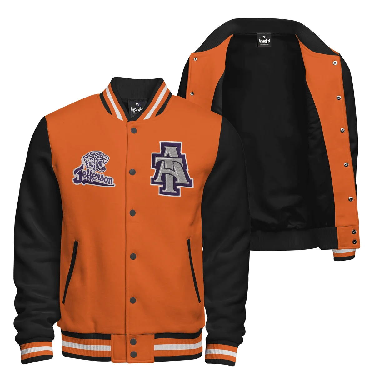 Cotton Fleece Varsity Jacket With Black Satin Lining 1