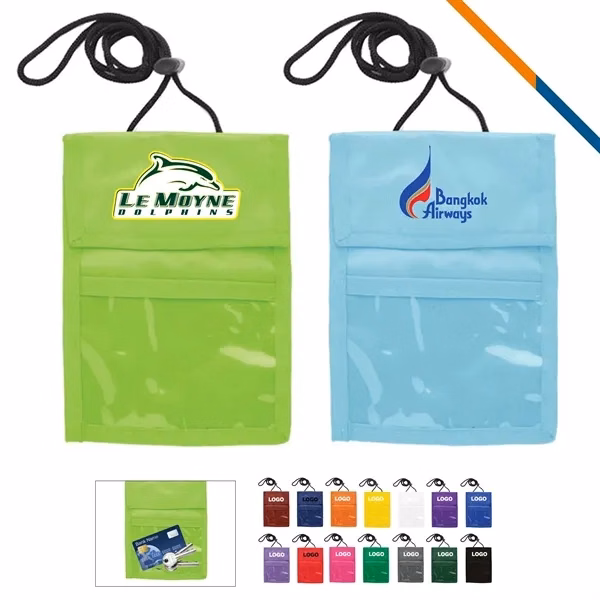 Custom 9.58 x 5.25 Nylon Neck Wallet — Full-Color ID & Badge Holder