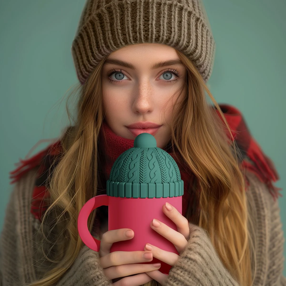 12 oz Insulated Mug with Ceramic Coated Interior - Asobu Happy Hats Beanie 1