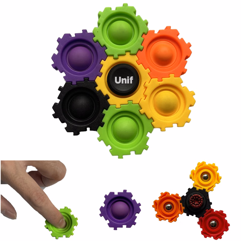 3 in 1 Silicone Bubble Building Blocks Fidget Spinner