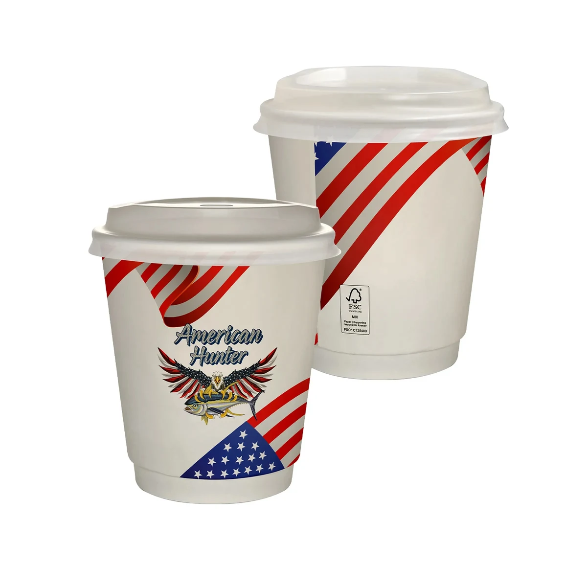 10 oz Full Color Patriotic Insulated Paper Cup With Lid 1