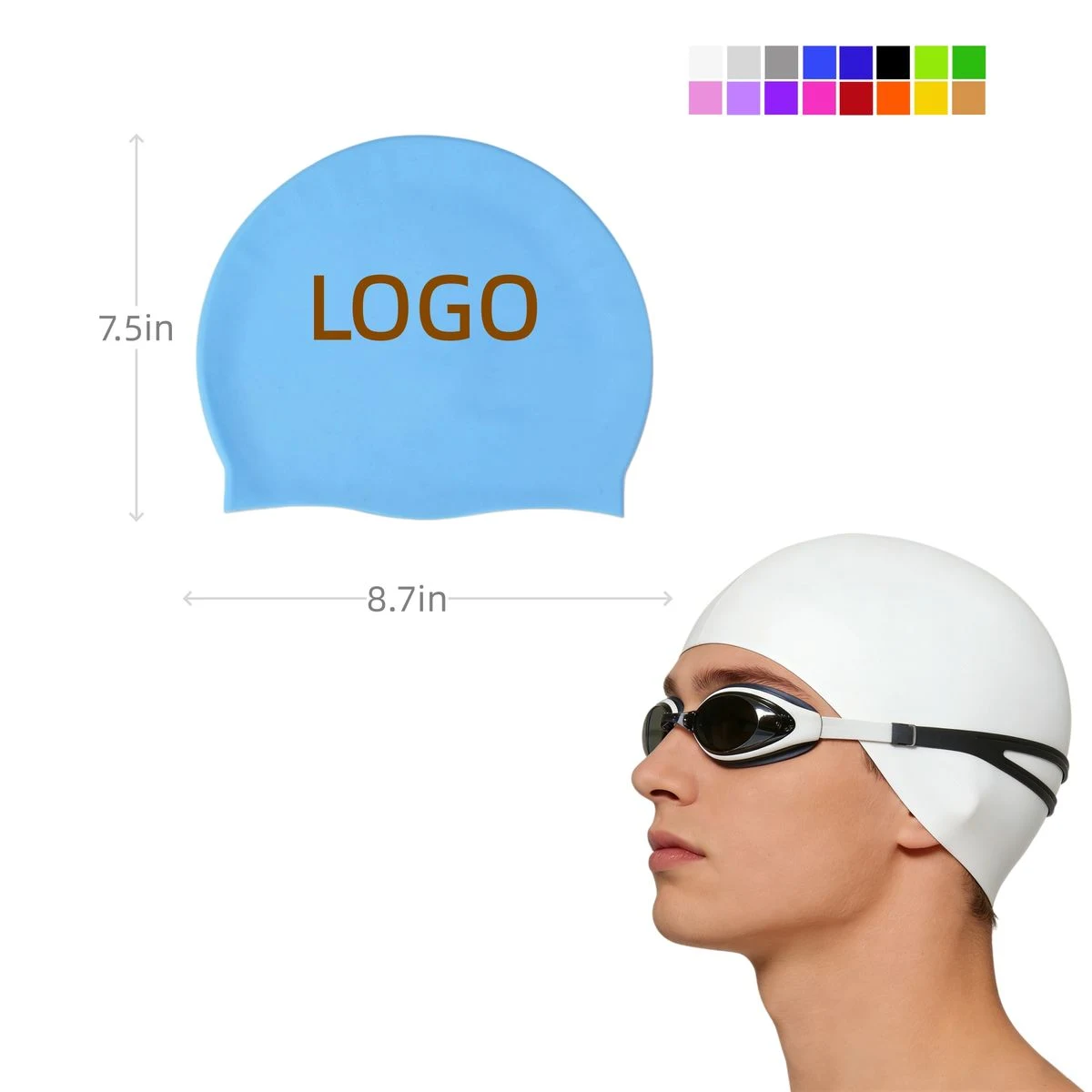Customizable Logo Silicone Swim Caps 1