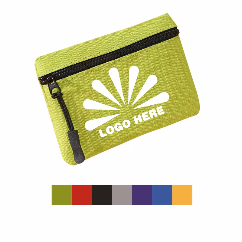 Solid Color Mini Zipper Coin Purse With Customizable Logo