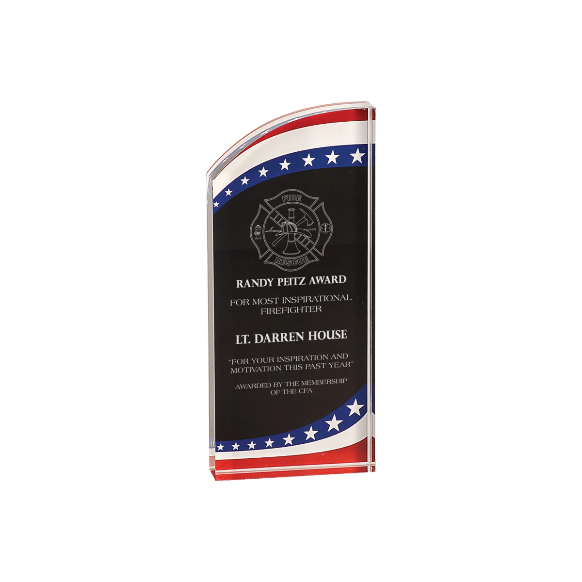3" x 8" Stars & Stripes Marble Rounded Acrylic Award 1