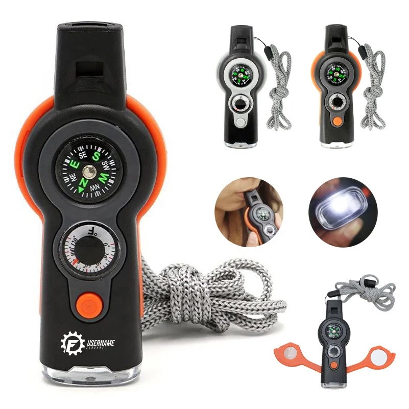 7-in-1 SOS Emergency Survival Whistle Outdoor Multifunctional Tool Safety Whistle With Compass 1