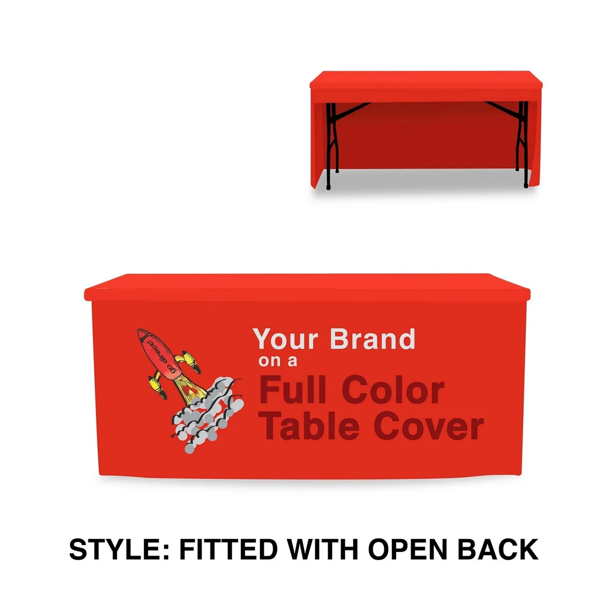 6ft 3-Sided Fitted Table Cover/Table Throw with Sublimation 1