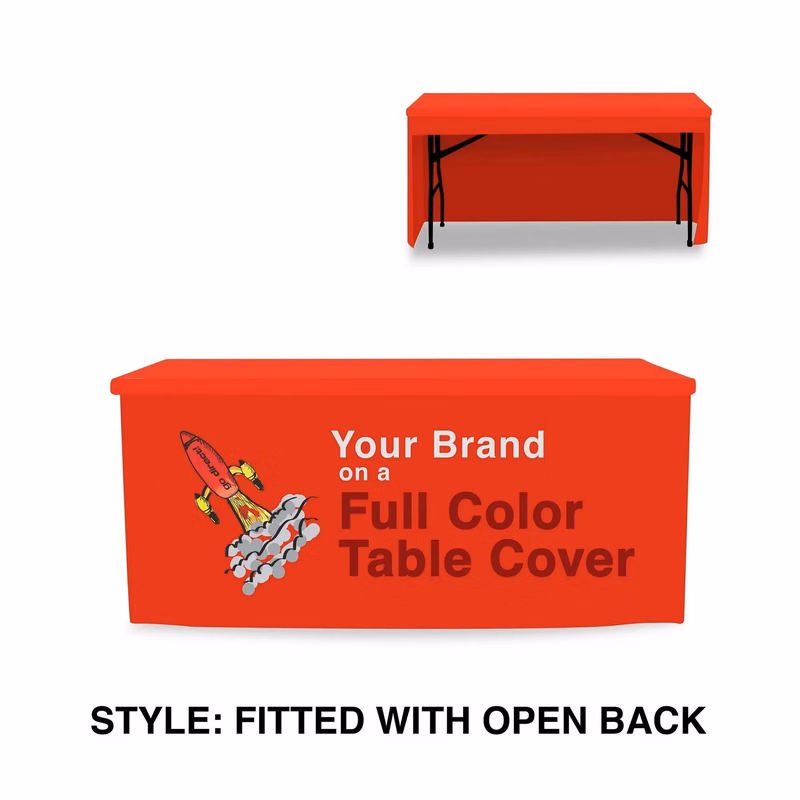 6ft 3-Sided Fitted Table Cover/Table Throw with Sublimation