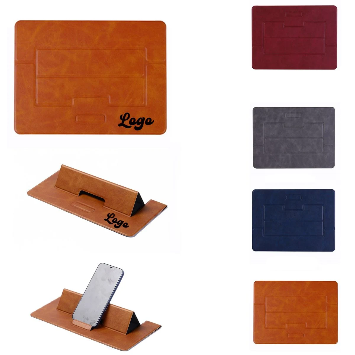 Leather Folding Desktop Stand for Tablets and Phones 1