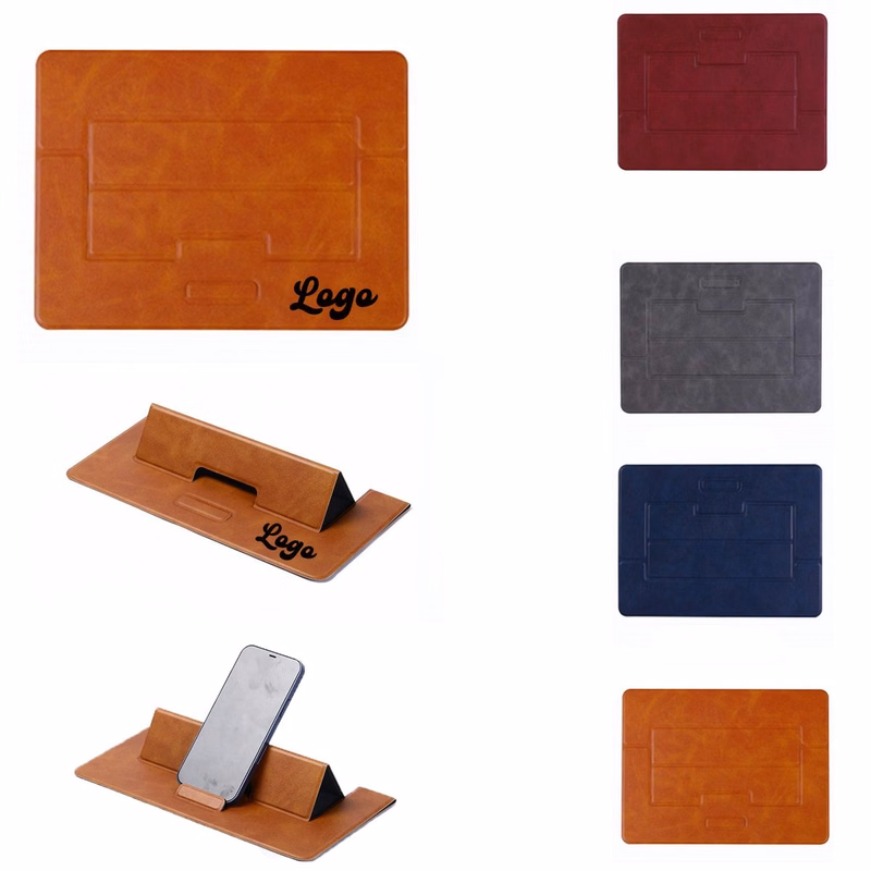 Leather Folding Desktop Stand for Tablets and Phones