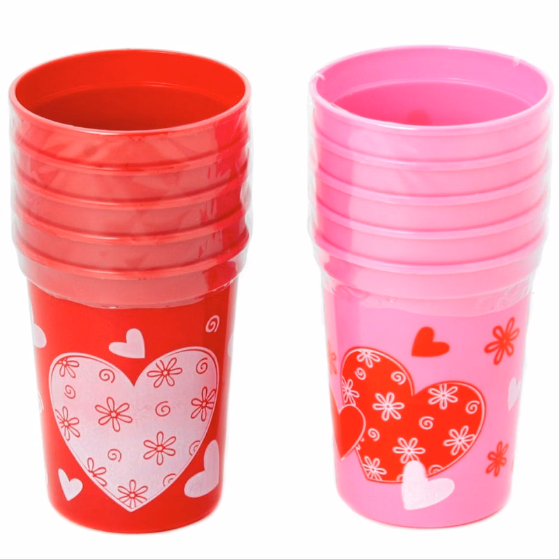 Valentine Cup Sets - 10 oz 5 Pack 2 Colors