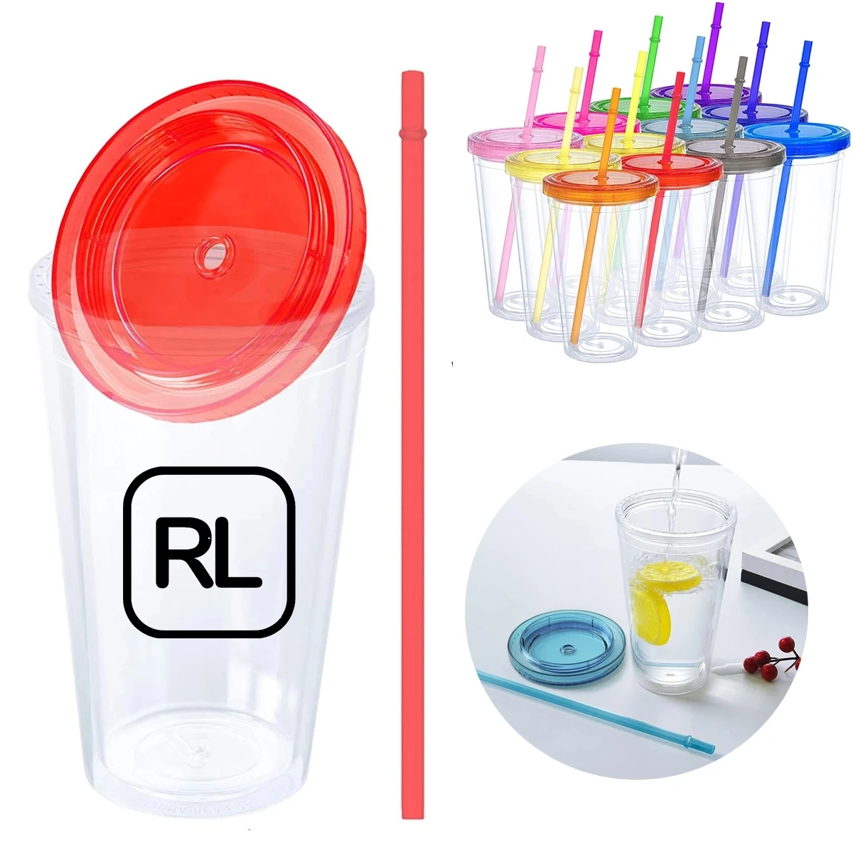 16 Oz Insulated Double Wall Tumbler Cup With Lid And Straws 1