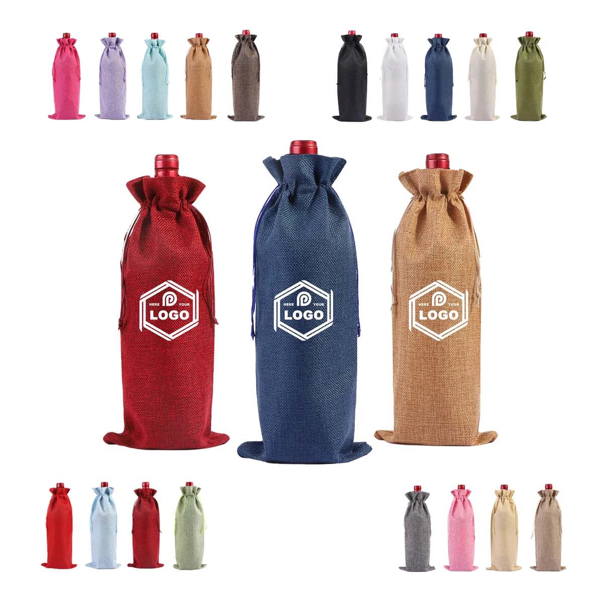 Custom Linen Wine Bottle Bag 1