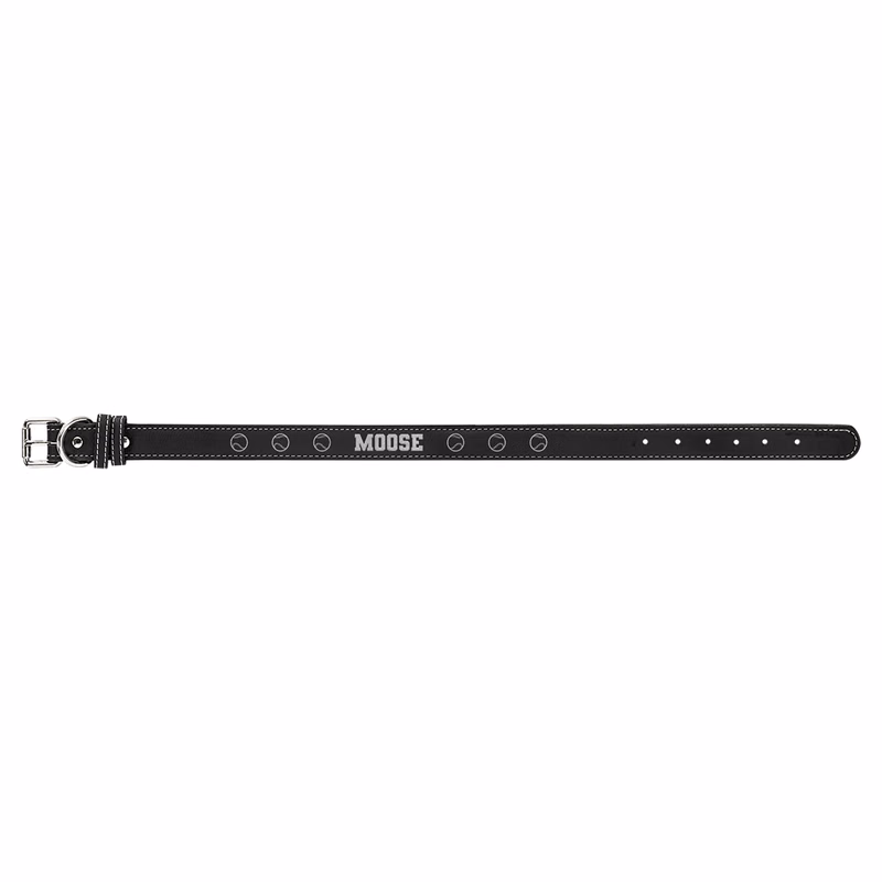 27" x 1 1/4" Black/Silver Leatherette Dog Collar