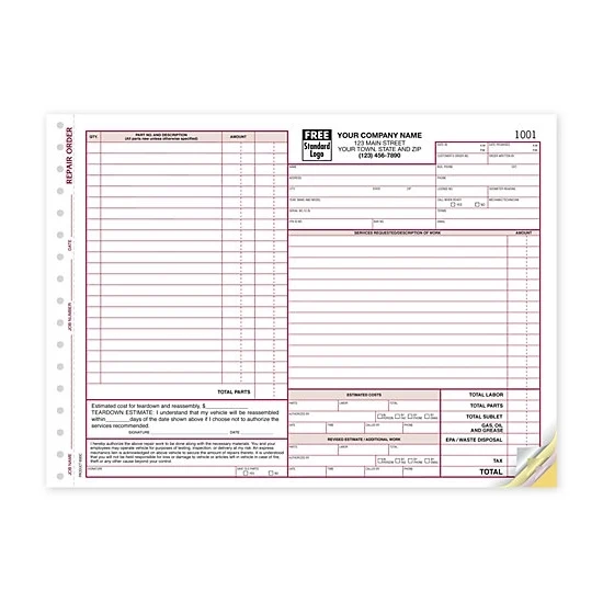 Repair Orders, California State With Small Terms Area 1