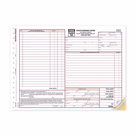 Repair Orders, California State With Small Terms Area