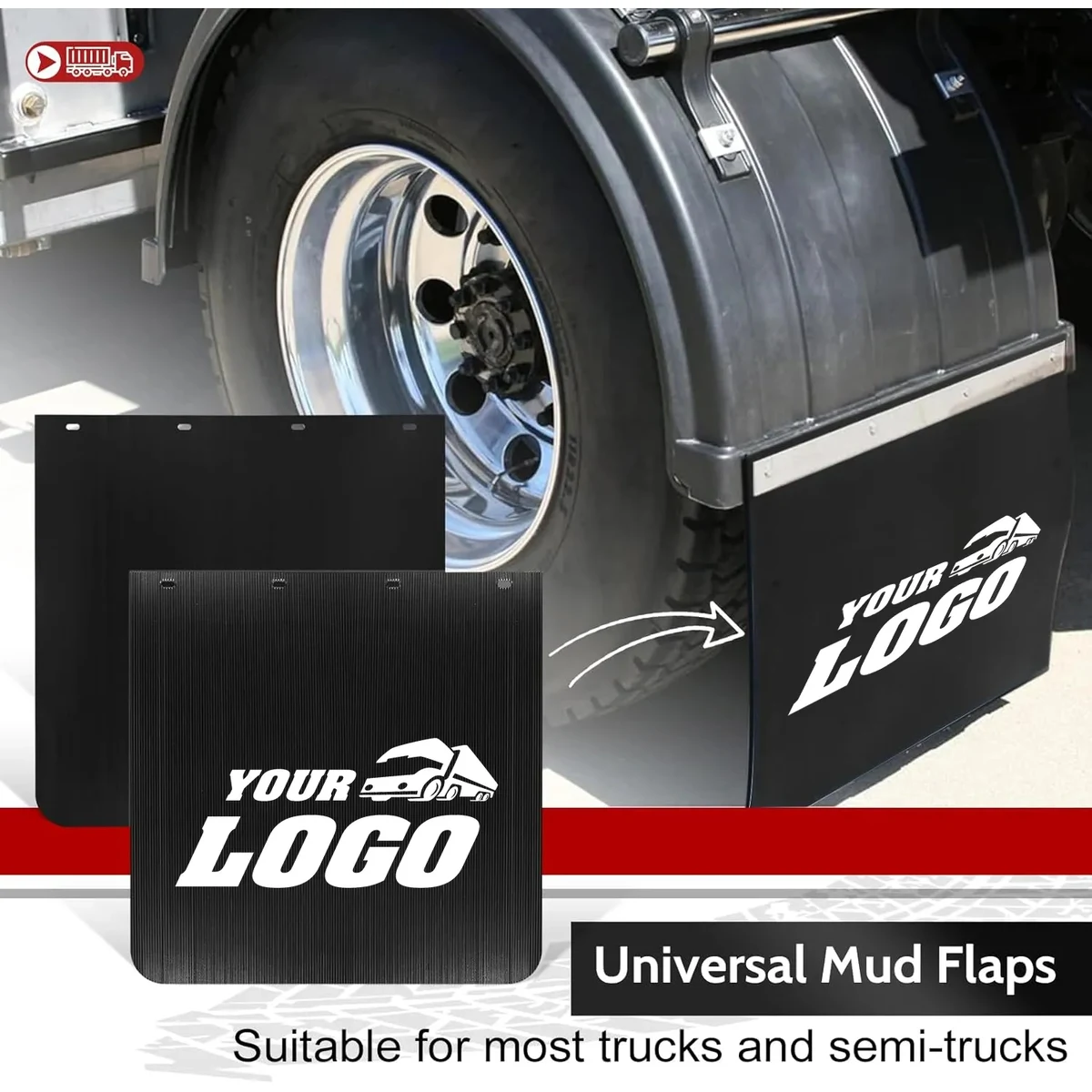 24"x24" Heavy-Duty Mud Flaps with Customized Logo 1
