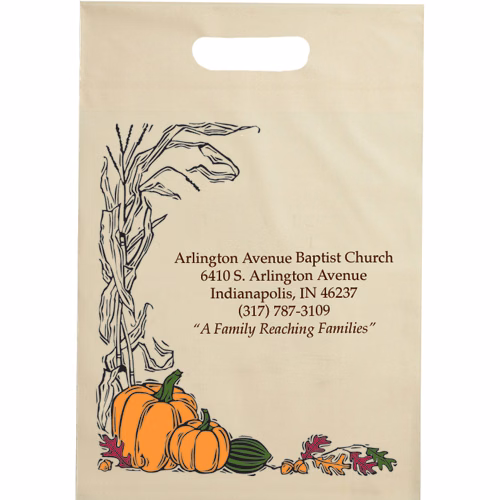 Ivory Fold Over Reinforced Die Cut Bag - Fall Harvest