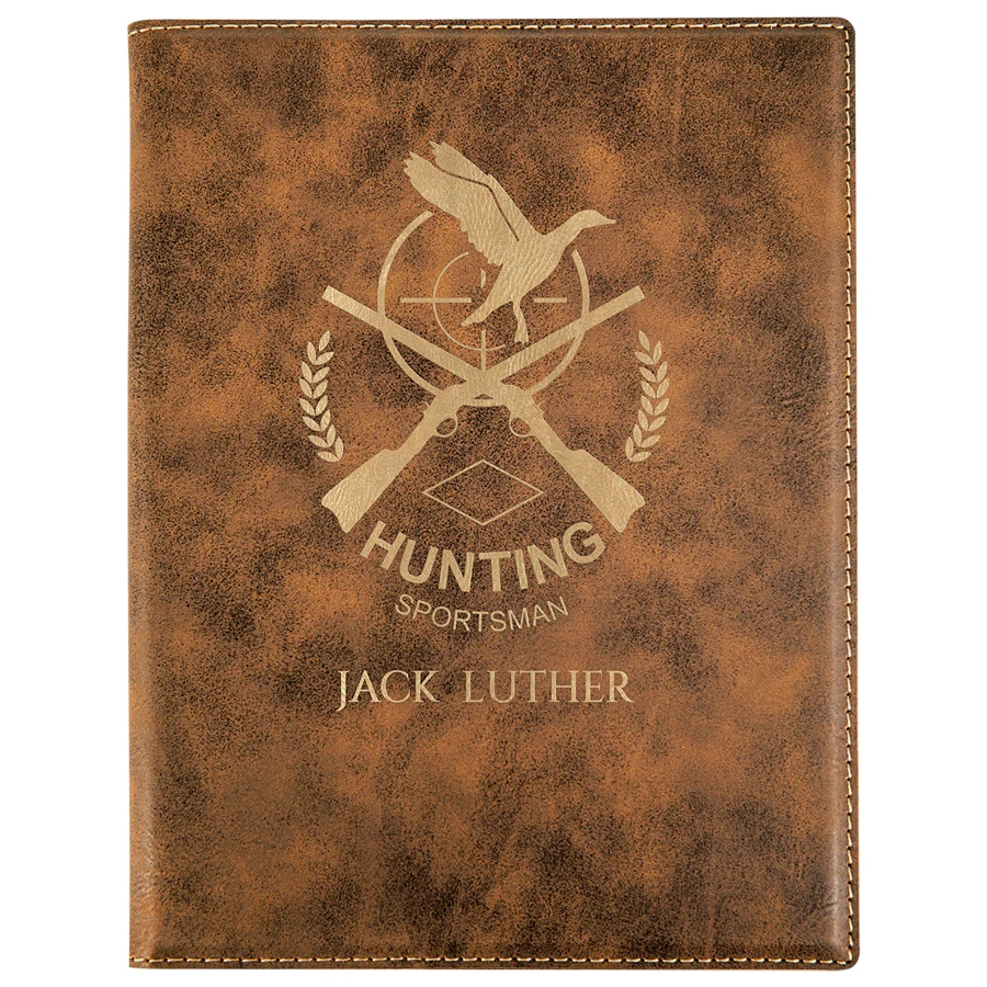7" x 9" Rustic/Gold Leatherette Small Portfolio with Notepad 1