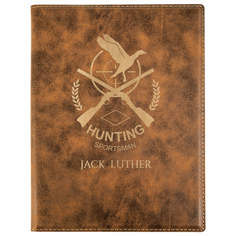 7" x 9" Rustic/Gold Leatherette Small Portfolio with Notepad
