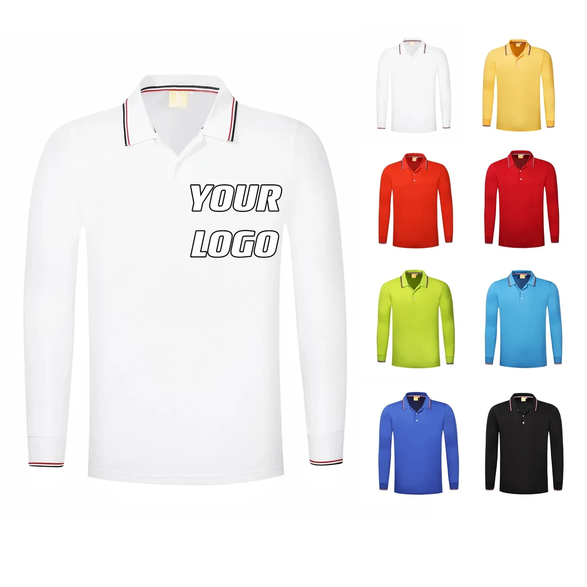 Custom Long-Sleeve Polo Shirts Tops Pullover Work Uniform 1