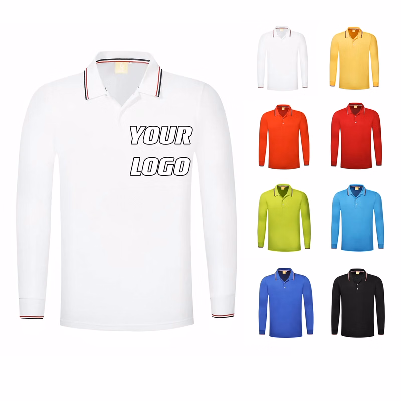Custom Long-Sleeve Polo Shirts Tops Pullover Work Uniform