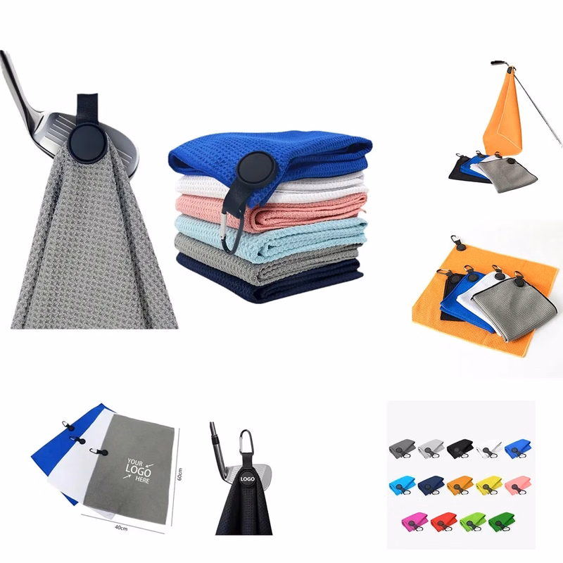 Customized Microfiber Magnetic Golf Towel With Carabiner
