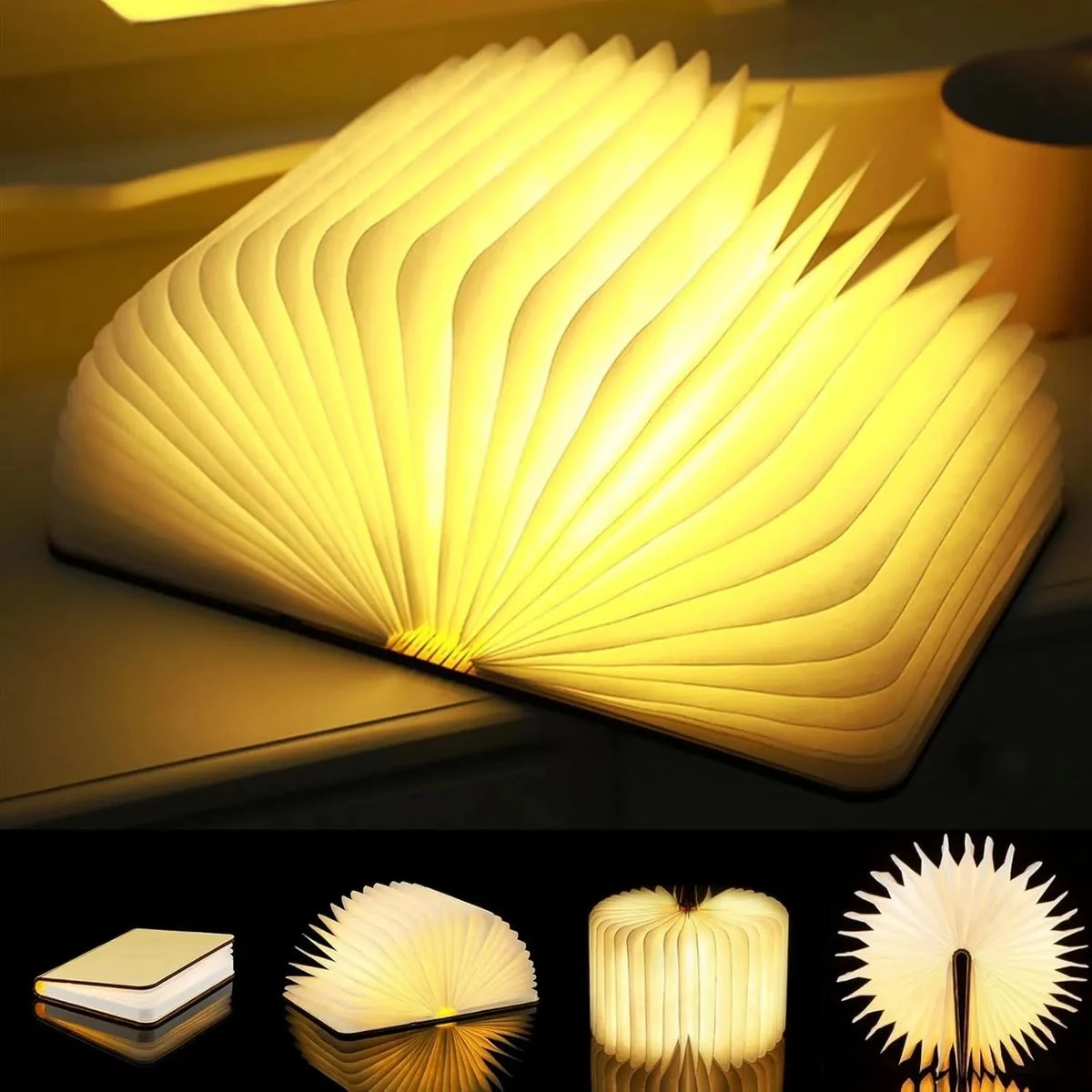 Mini Book Lamp Folding Mood Light 3.1*3.9" 1