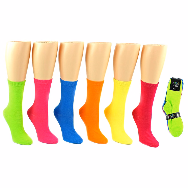 Women's Crew Socks - Solid Neons Size 9-11