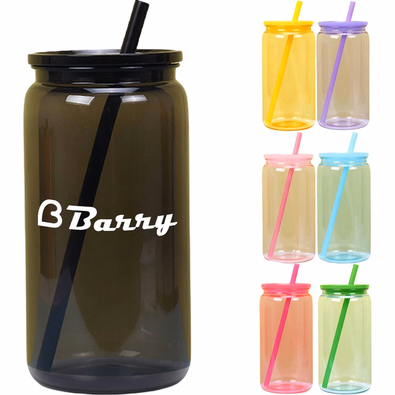 16oz Clear Mason Jars w/Straw