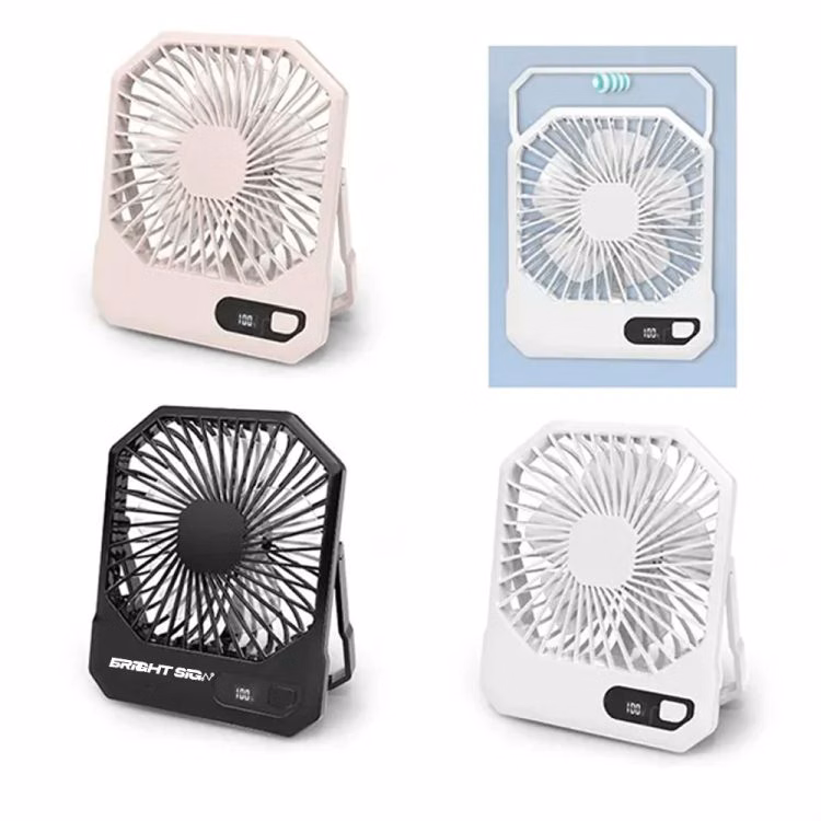 Wireless Rechargeable Wall-Mountable Desk Fan with LCD Display