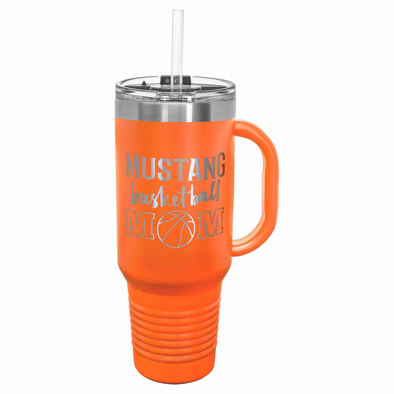 Polar Camel 40 oz. Orange Travel Mug with Handle, Straw Included