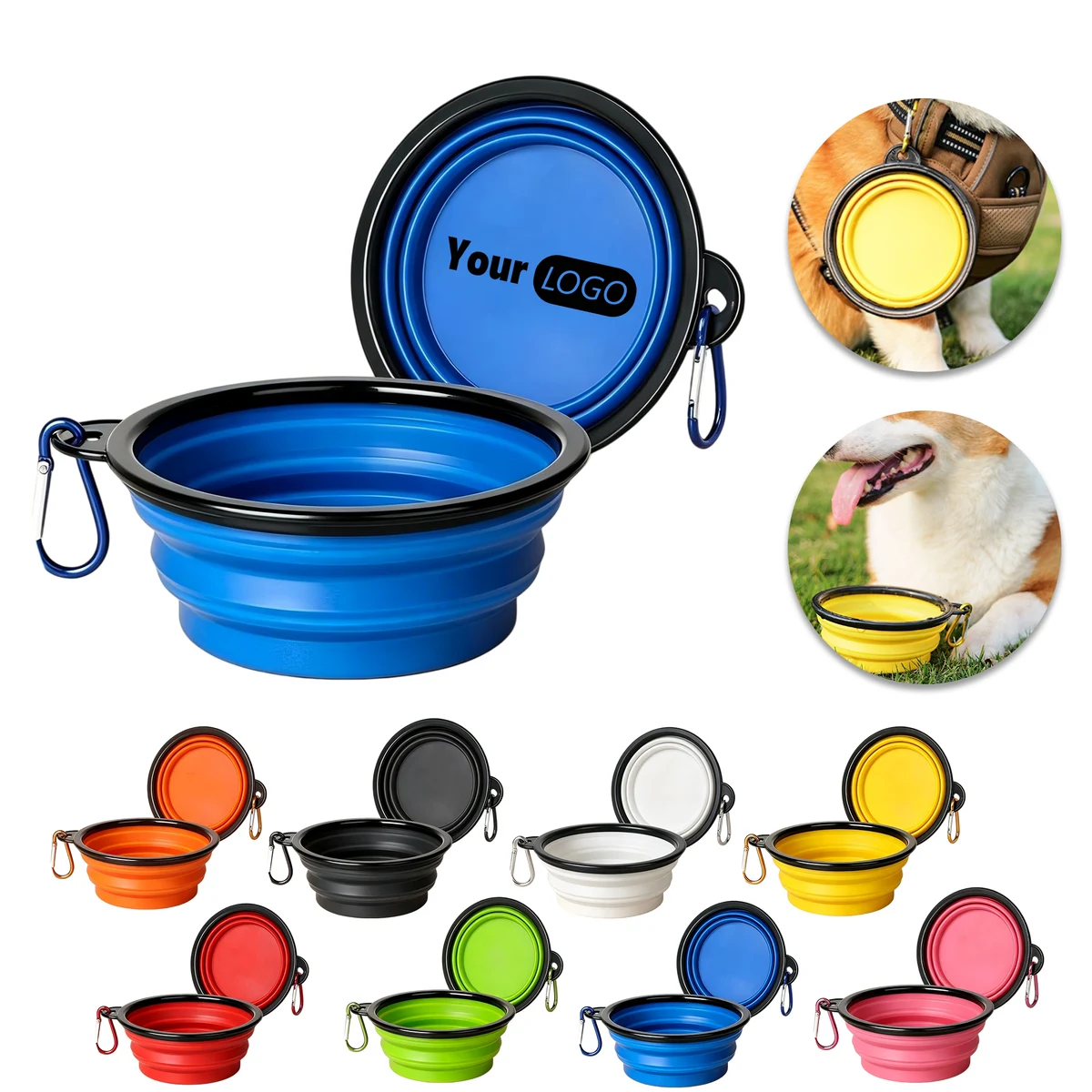 12oz Eco-Friendly Silicone Collapsible Pet Bowl with Carabiner 1