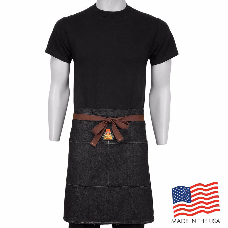 28 in. x 19 in. Denim Half Bistro Apron with Pockets (Full Color Logo)
