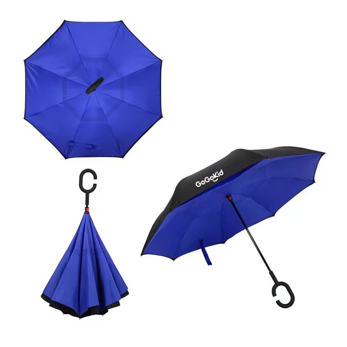 Inverted Upside Down Umbrella w/C-Shape Handle 1