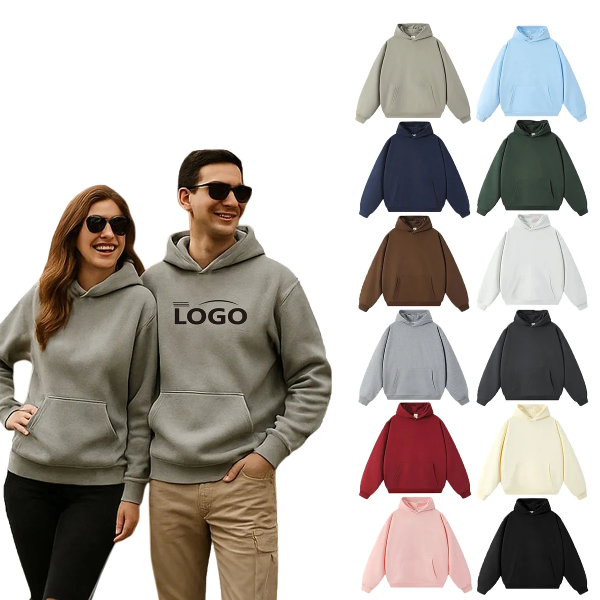 Premium Warm Pocket Pullover Hoodie Winter Sweatshirt, custom hoodie or sweatshirt with logo imprint 1