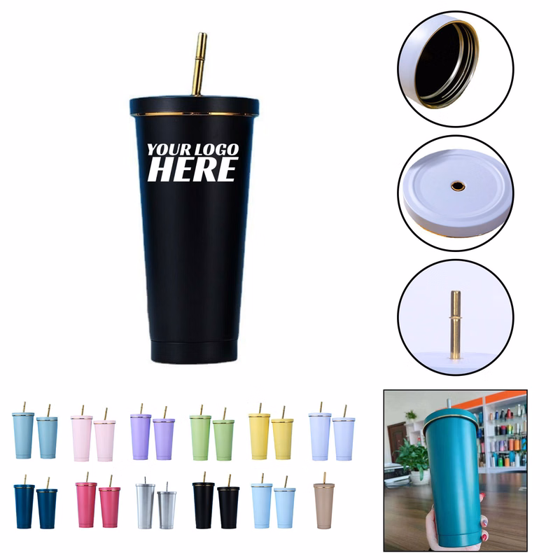 Iced Coffee Tumbler With Lid And Straw