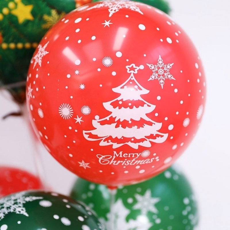 12inch 2.8g Green Red Latex Balloon Full Designs Christmas Party Decoration 100pcs Pack Matt Snowfla