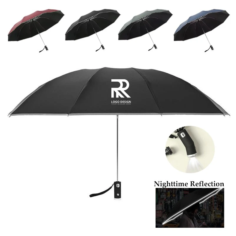 LED Flashlight Handle Folding Umbrella 1