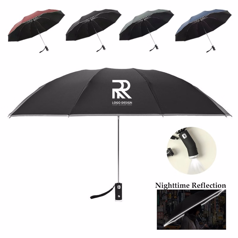 LED Flashlight Handle Folding Umbrella