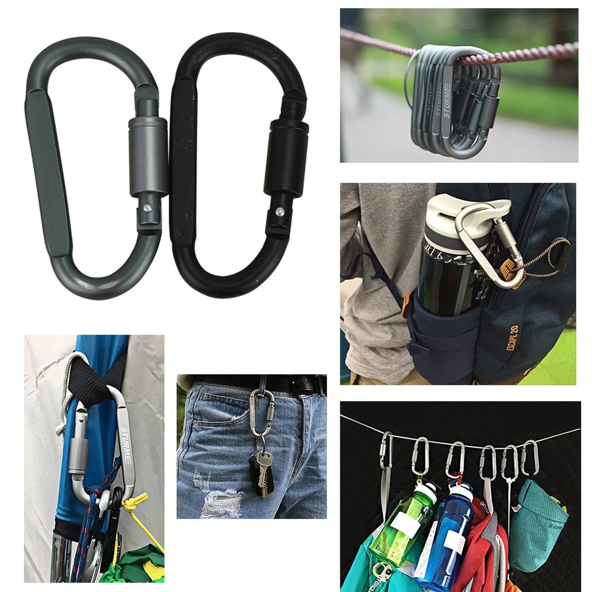 Carabiner Clip Aluminum D-Ring Locking 1