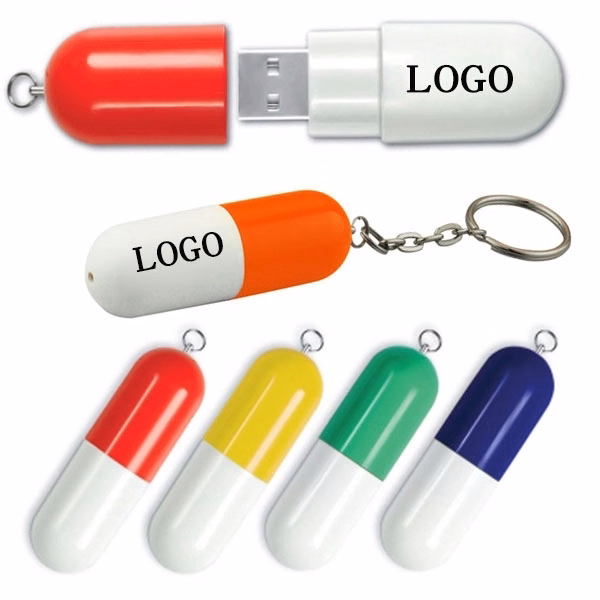 Plastic Pill Shaped USB Flash Drive--4 GB
