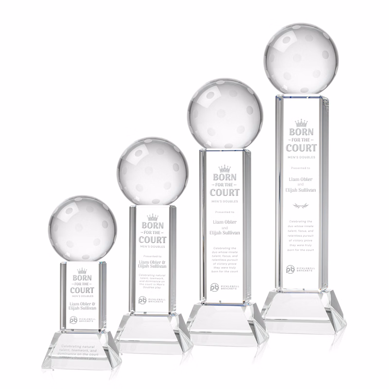 Pickleball Award on Stowe Base - Clear