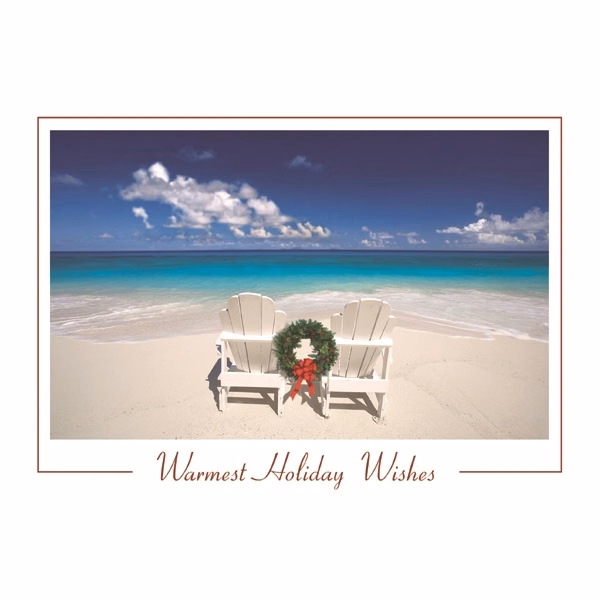Adirondack Chairs Tropical Beach Holiday Card